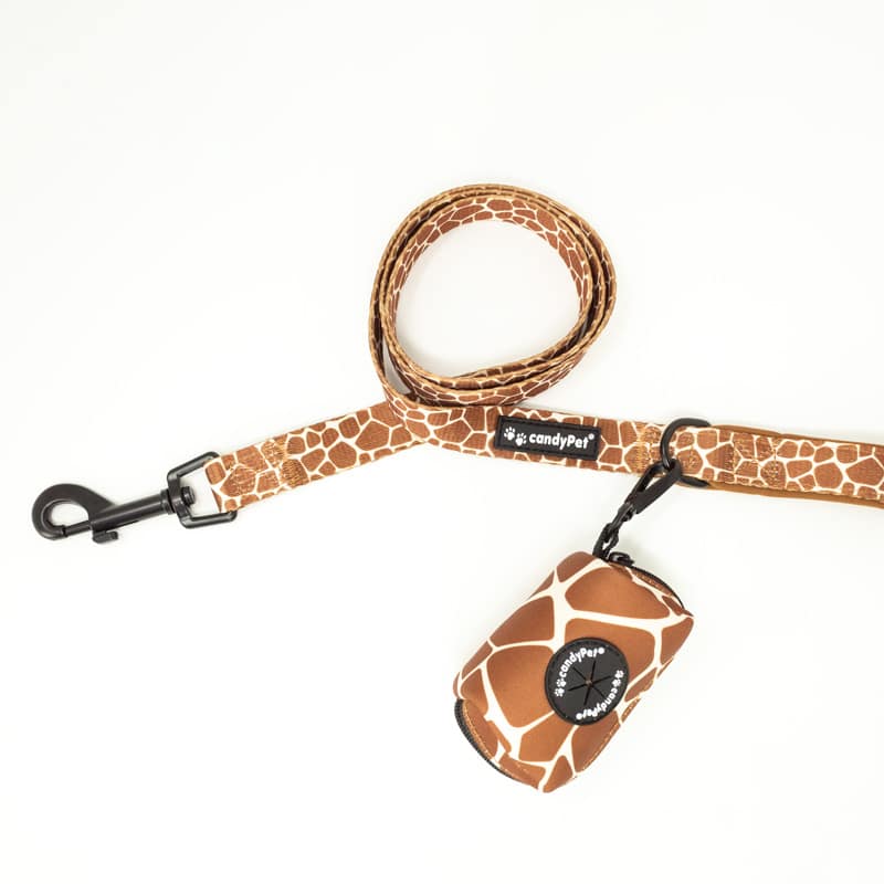 Guia de nylon candyPet - 130 cm de comprimento - Alça de neoprene macia, confortável e durável - Girafa