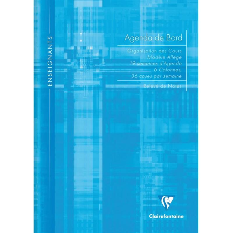 Agenda de bord enseignant 6 colonnes modèle allégé (19 semaines) piqué A4 72 pages Couleur aléatoire - Assortis