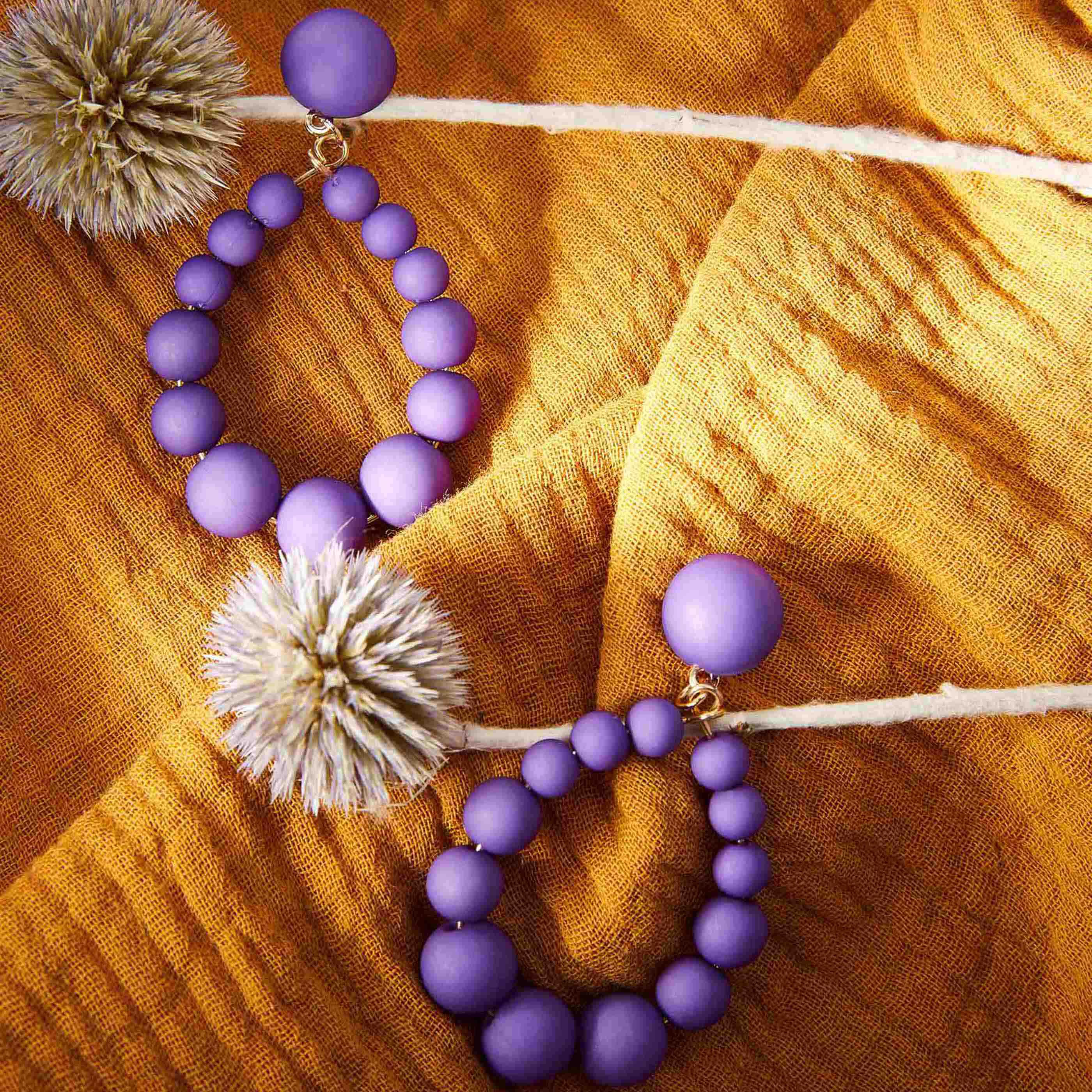 Boucles d'oreilles boules violettes - BIJOUX