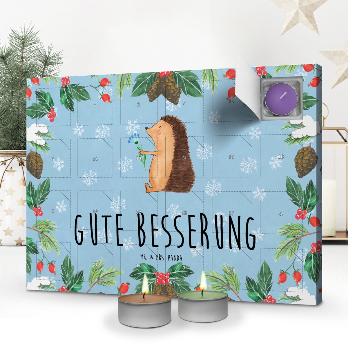 Mr. & Mrs. Panda Geurkaars Adventskalender Egelbloemen - Pastelblauw
