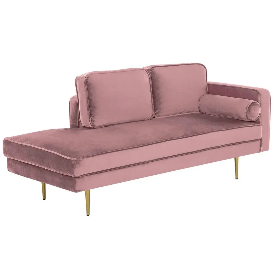 MIRAMAS - Chaise longue - Roze - Rechterzijde - Fluweel