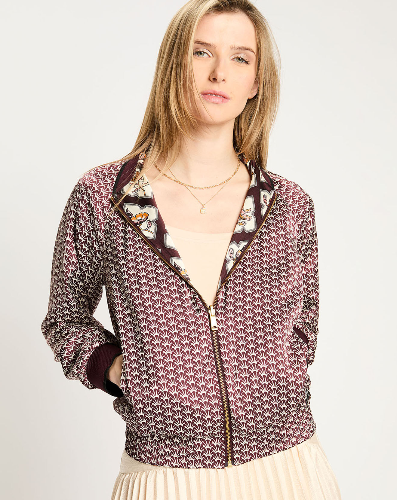 Scotch & Soda Bombers réversible Encart à Fleurs marron