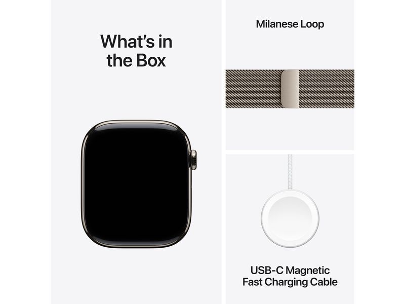 Apple Watch Series 10 46 mm LTE Natural Titanium Loop Milan Eine glatte Zehn