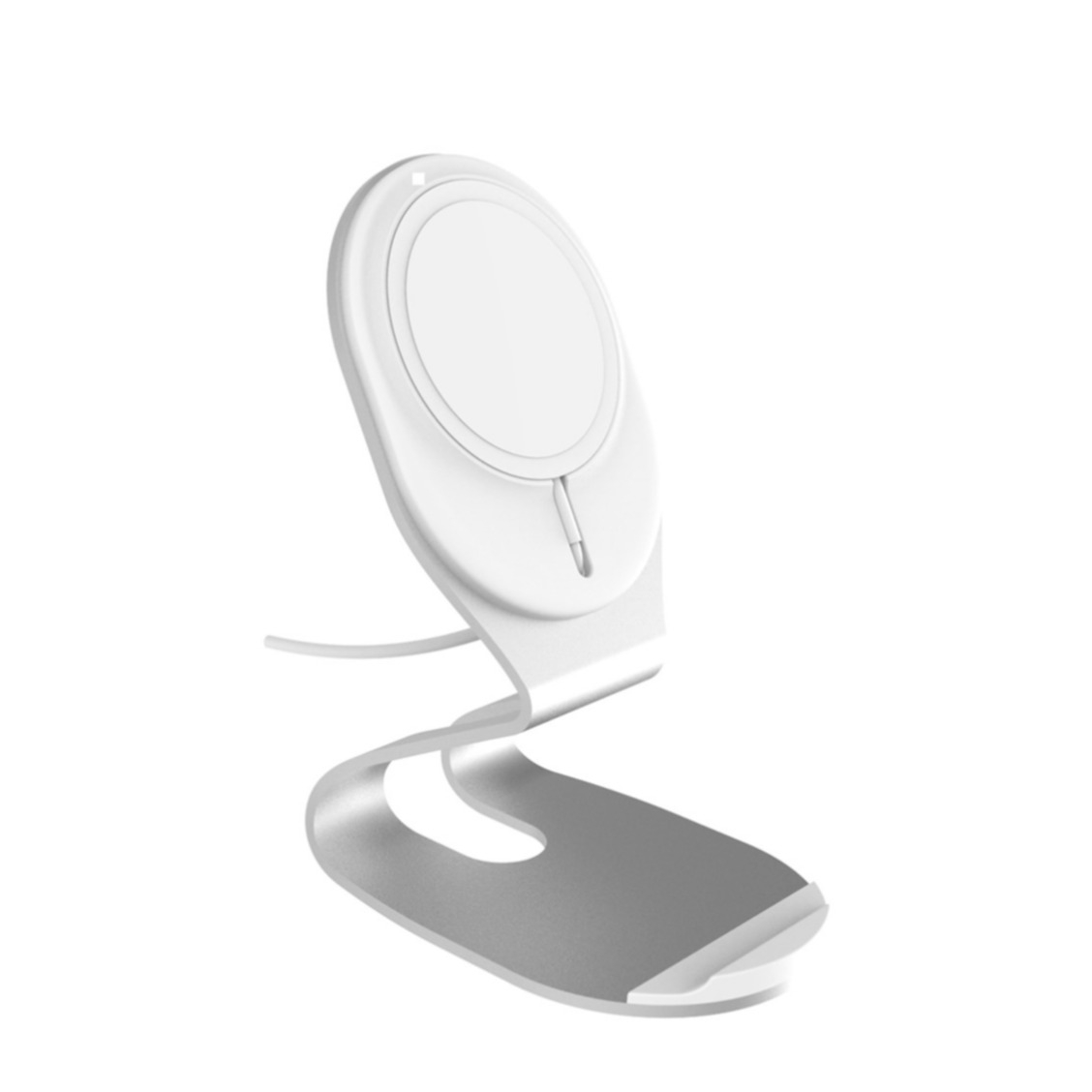 MagSafe Charger Qi Wireless Desktop Ladehalterung aus Aluminium - Weiss / Silber