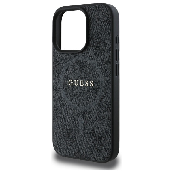iPhone 16 Pro Max MagSafe Leder Hardcase Hülle 4G Ring Classic Logo (GUHMP16XG4GFRK) - Schwarz