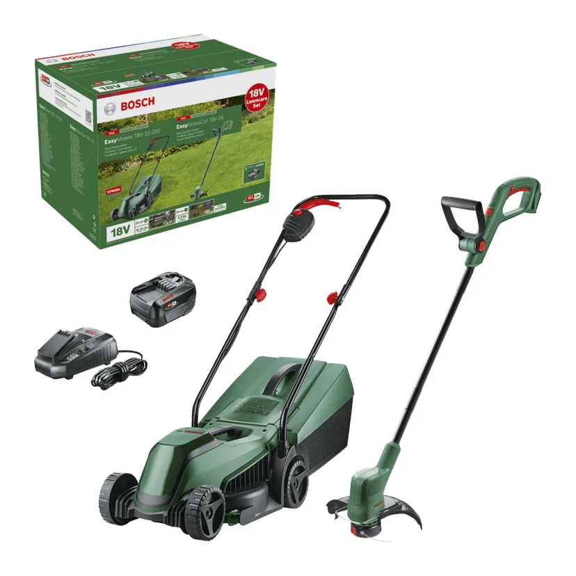 Batteridrevet gressklipper + gresstrimmer 18 V