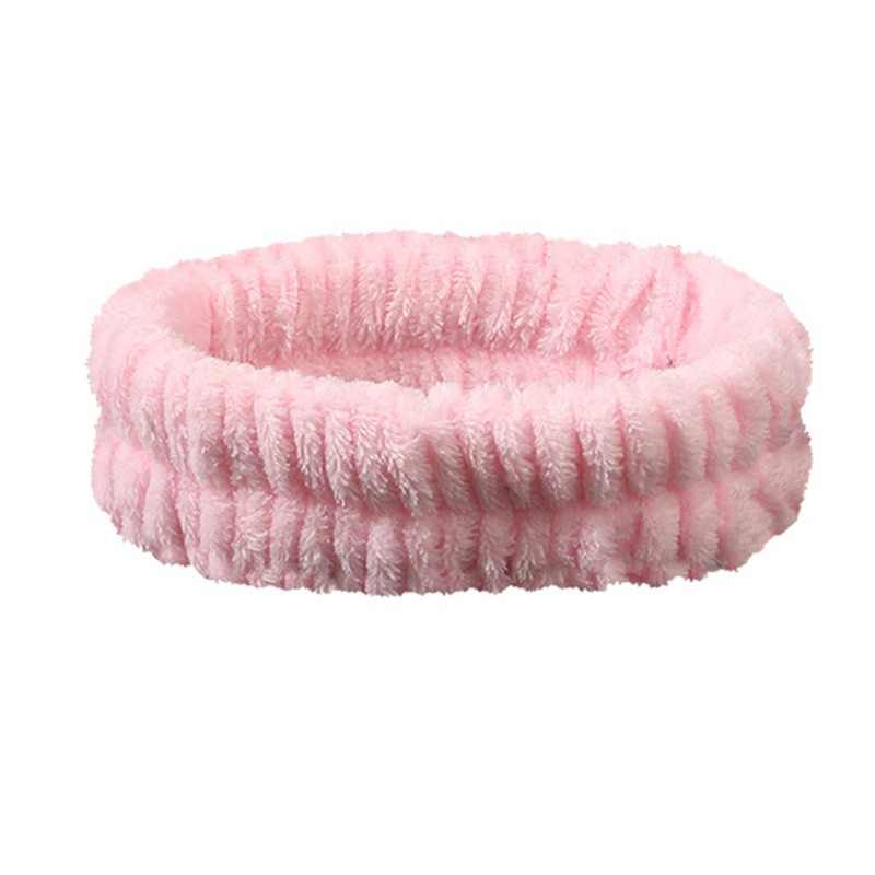 (3-tlg. Set) Mikrofaser Gesichts Pflege Haarband Spa Handgelenk Armband (One Size) - Rosa