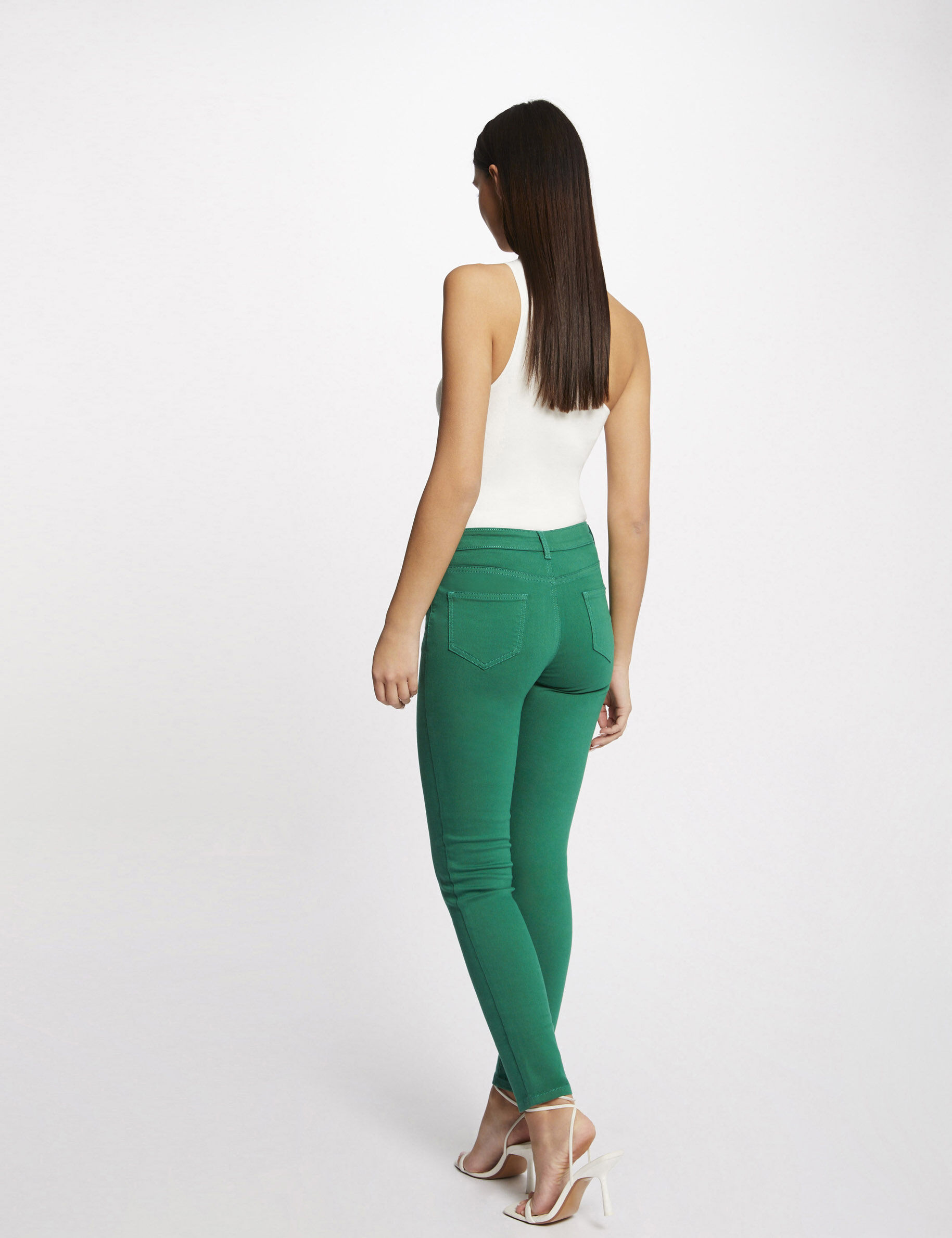 Pantalon skinny taille basse vert femme - vert
