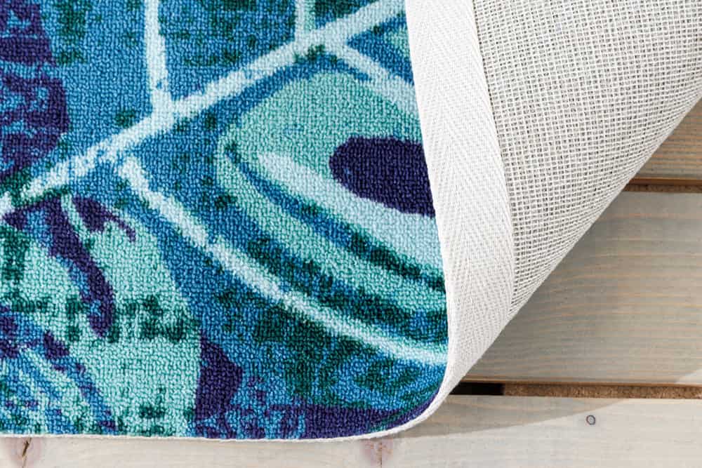In- und Outdoor Teppich LEAF 240x160cm blau grün Blatt-Design wetterfest