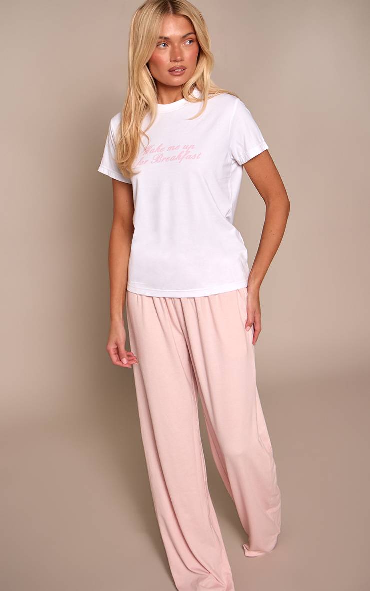 Rose Bébé Haut De Pyjama Ajusté Et Pantalon À Slogan