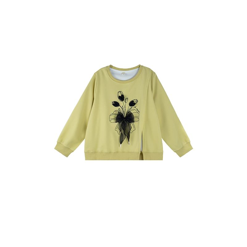 Ashteroid - Sweatshirt met ronde hals en bloemenprint en split