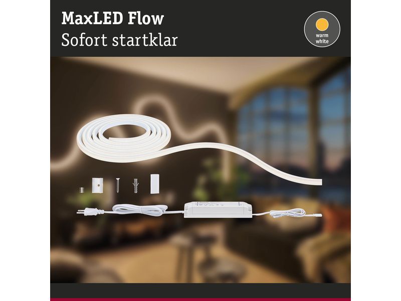 Paulmann LED-Stripe MaxLED Flow 2700 K, 3 m Basisset Licht-Streifen ohne sichtbare LED Punkte