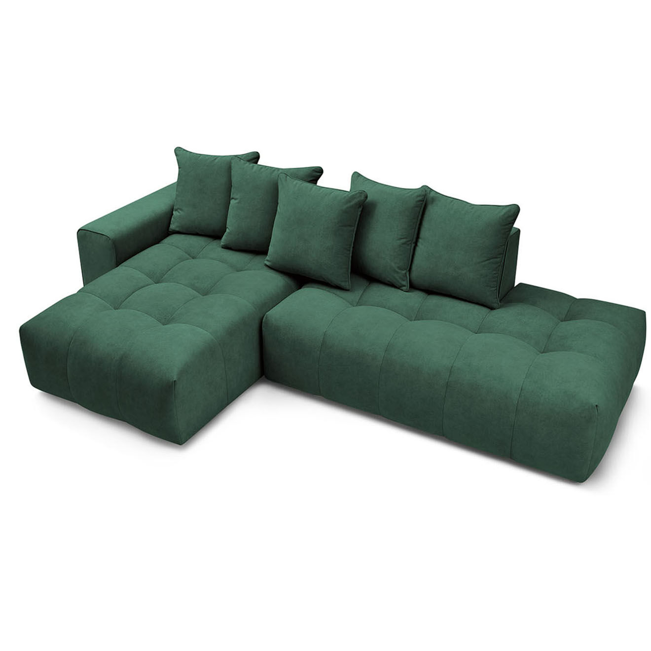 Bobochic Canapé d'angle fixe mont-blanc velours angle gauche vert - 313x176x97 cm