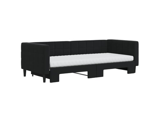 VIDAXL - Lit de jour avec gigogne et matelas noir 90x200 cm velours