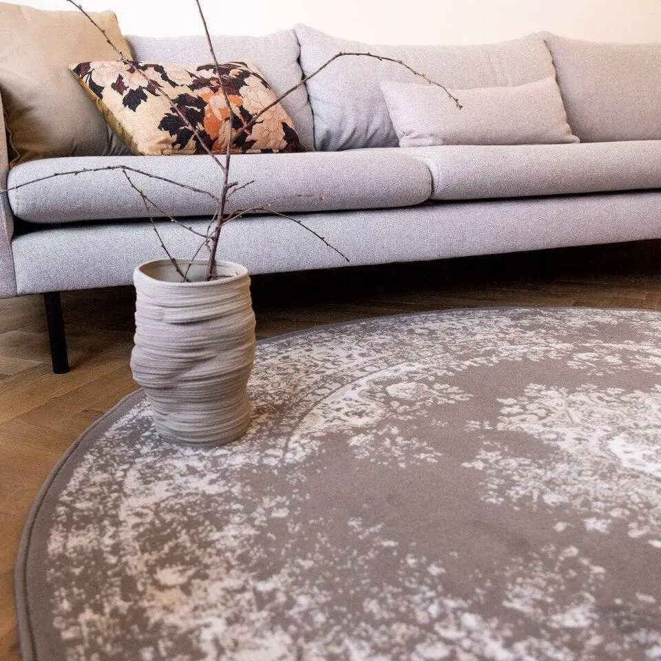 Interieur05 rond vloerkleed Keshan taupe/bruin - 160 x 160 cm