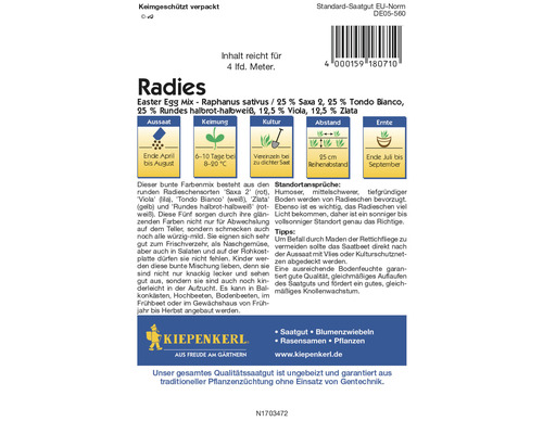 Radijs Paasei Mix Kiepenkerl Open-pollinated Seed Groentezaden