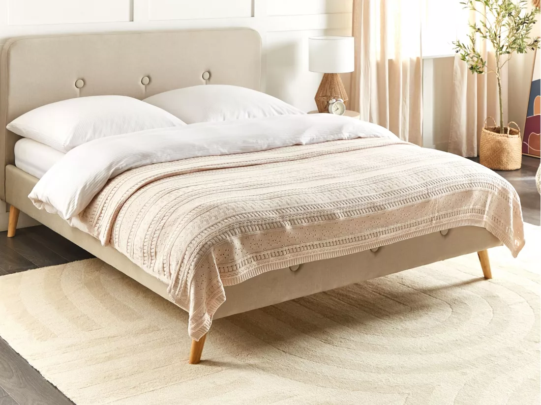 Couvre-lits DAULET Coton 150 x 200 cm Beige clair