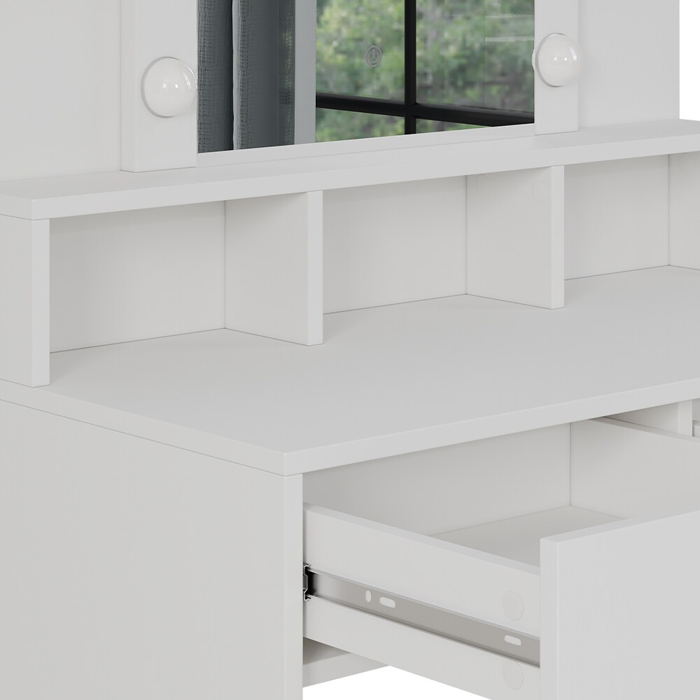 Vicco Schminktisch Taylor 80 x 146,5 cm Weiß modern LED Spiegel Hocker Frisiertisch
