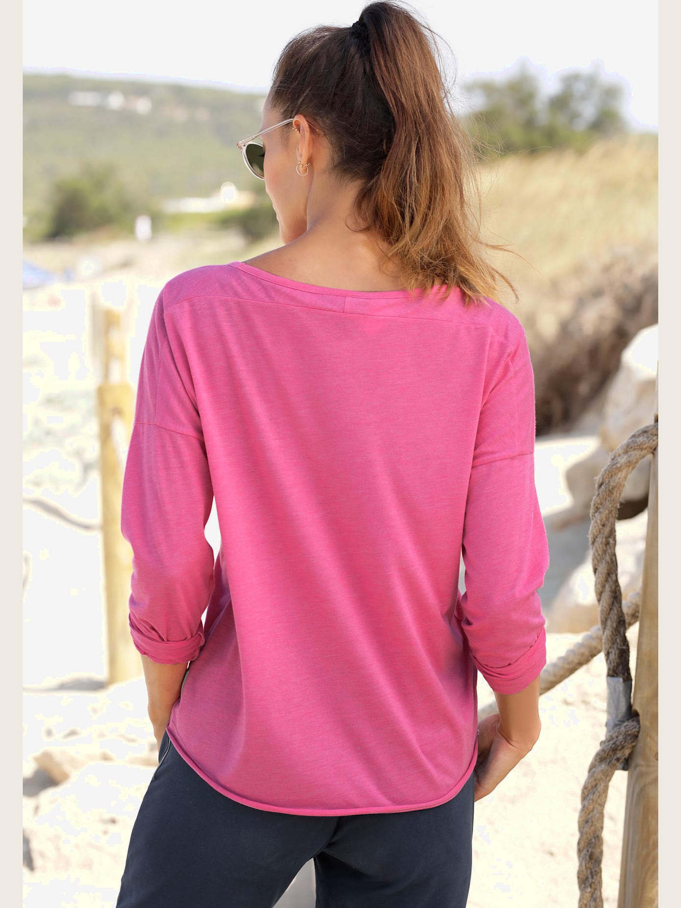T-shirt manches longues large encolure