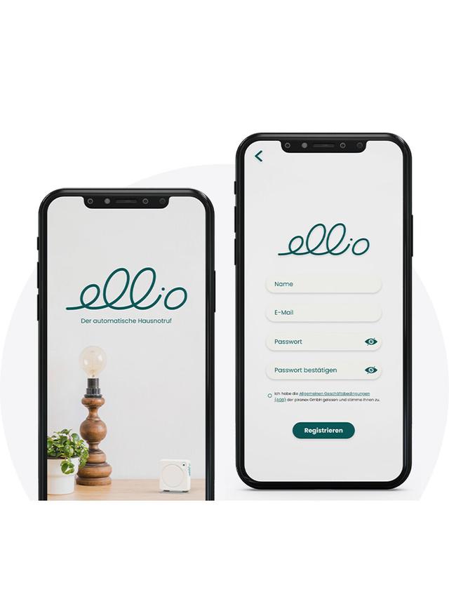ellio Hausnotruf mit Bewegungsmelder für Senioren, mit zusätzlichem Schlüsselanhänger (WLAN-Version)
