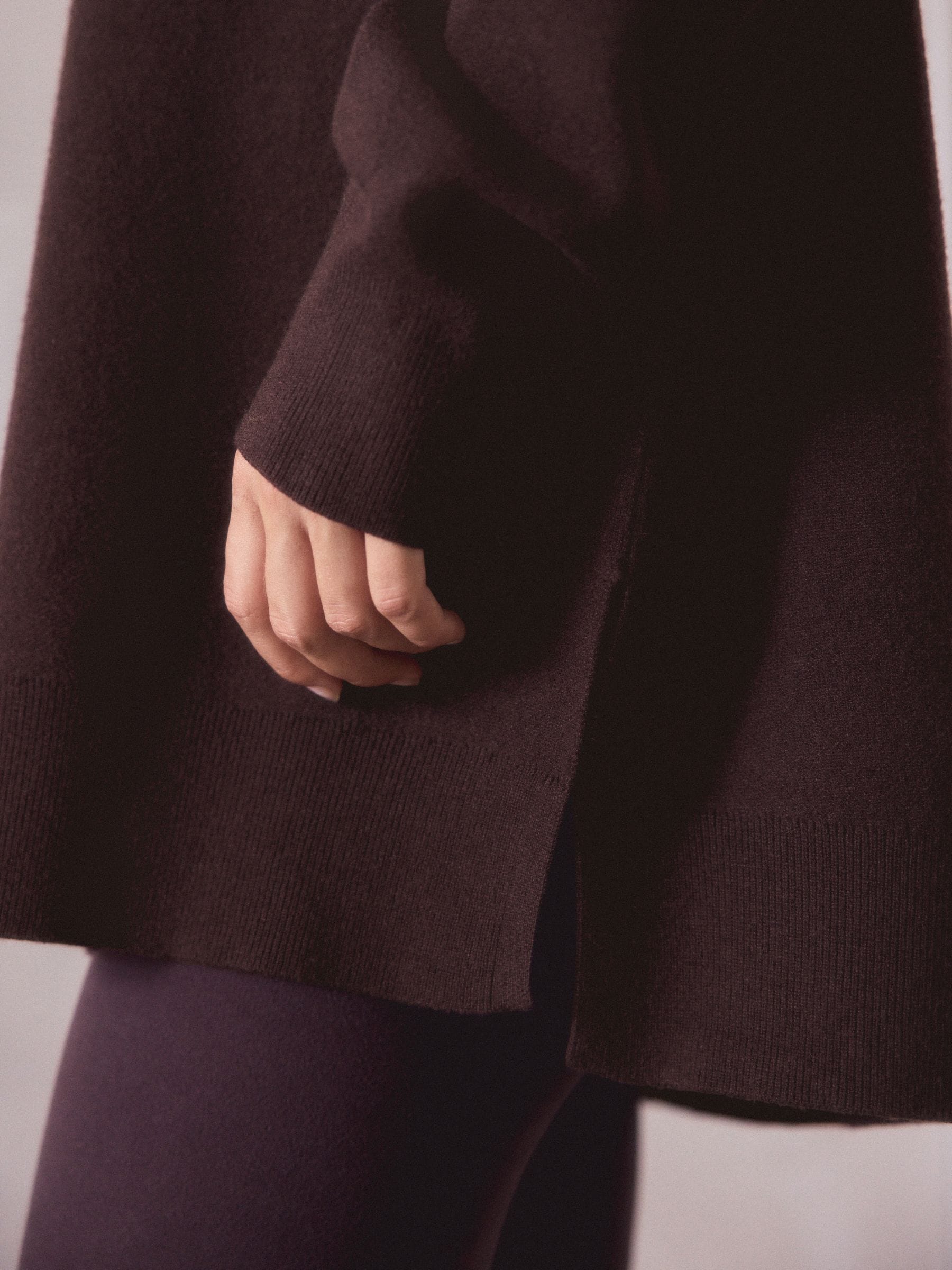 Chocoladebruin - Half Zip Knitted Jumper