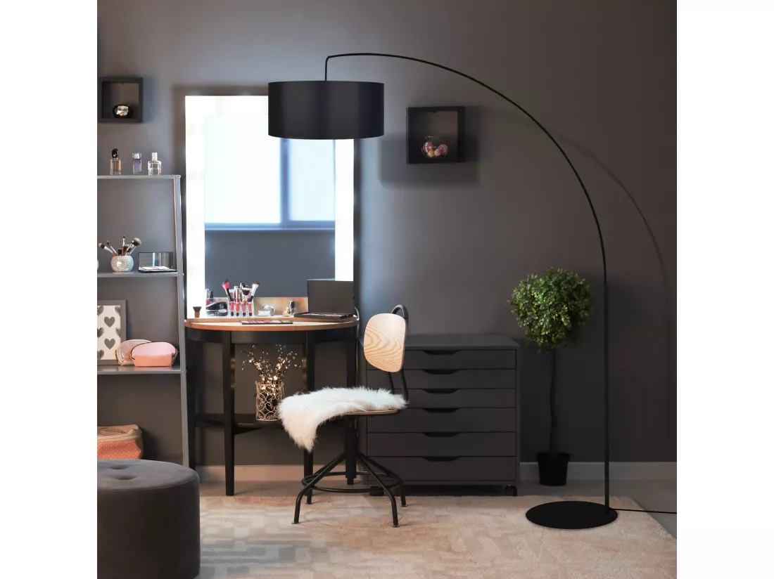Lampadaire curve tissu blanc 190 cm.