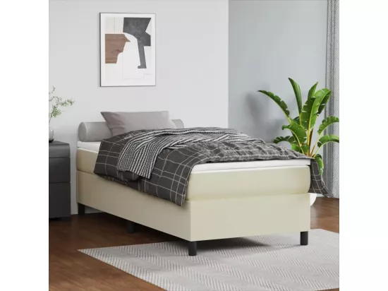 Sommier tapissier Crème 90x200 cm Similicuir