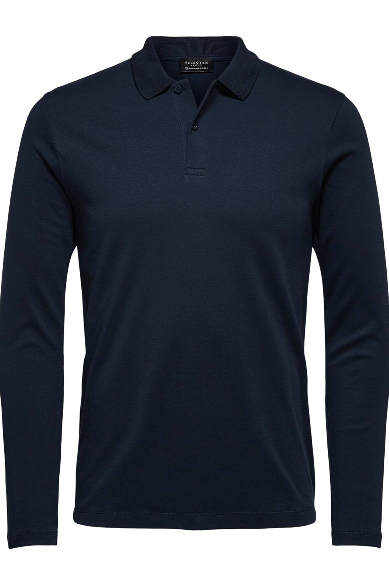 Camisa polo de manga comprida em algodão orgânico - Azul