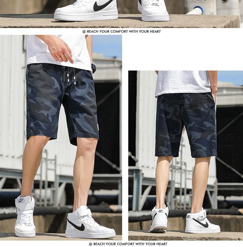 Besto - Shorts met trekkoord en camouflageprint