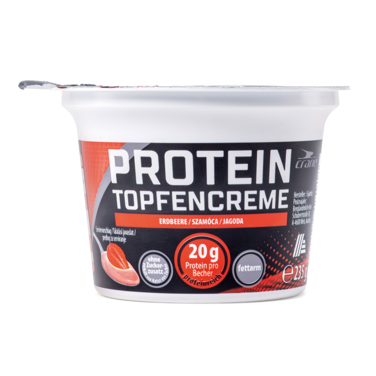 CRANE High Protein Topfencreme, Erdbeere 235 g