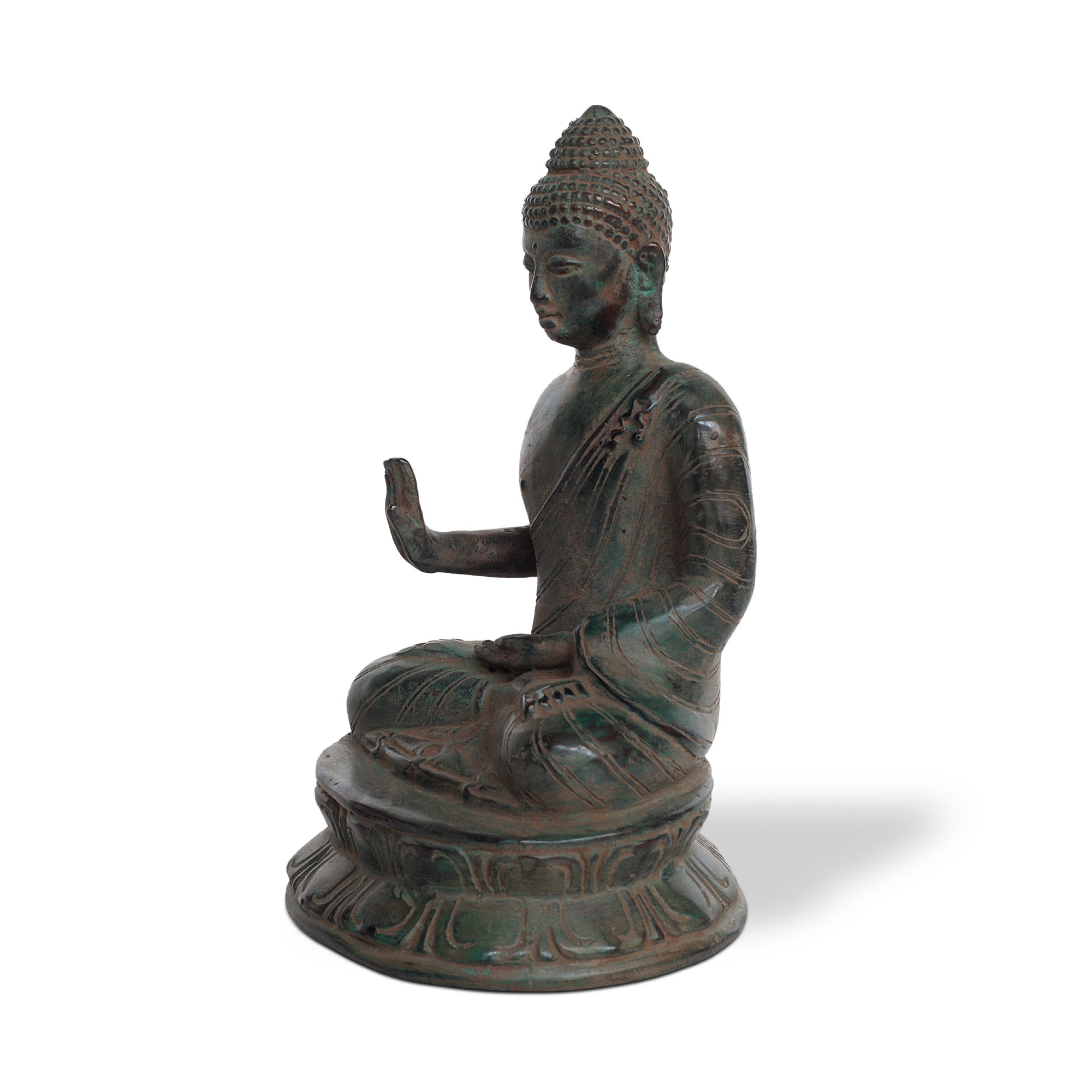 Bronze-Skulptur 'Buddha sitzend', H 18 cm, B 11 cm, T 10 cm von fischer's lagerhaus
