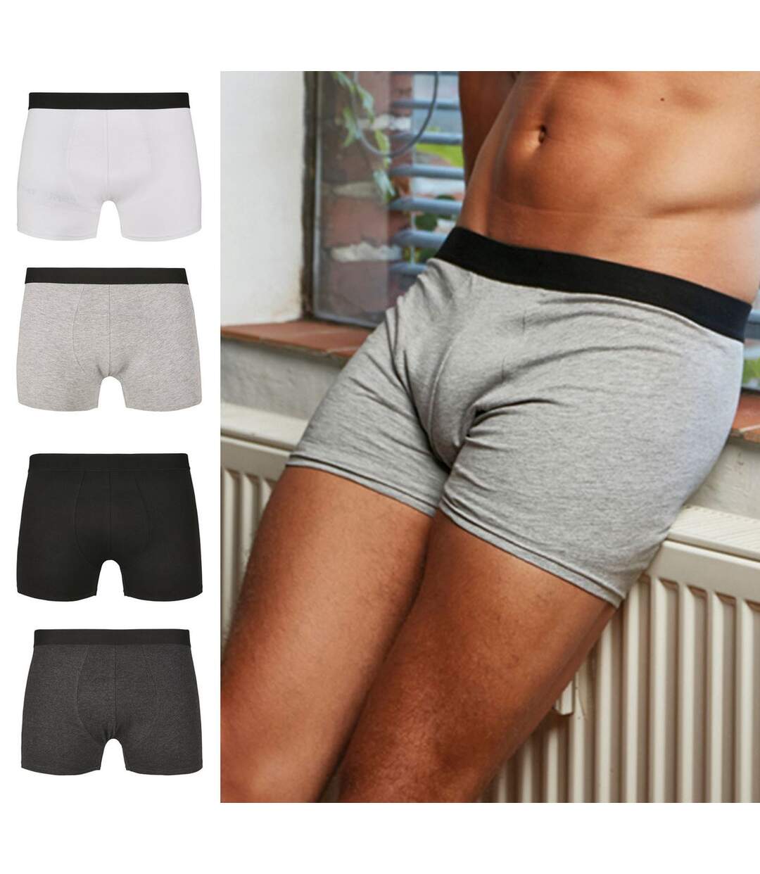 Lot de 8 boxers - Homme - BY132 - blanc noir gris