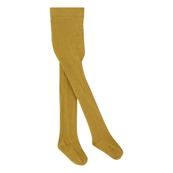 The Simple Folk Collants Coton Bio Côtelés | Ocre