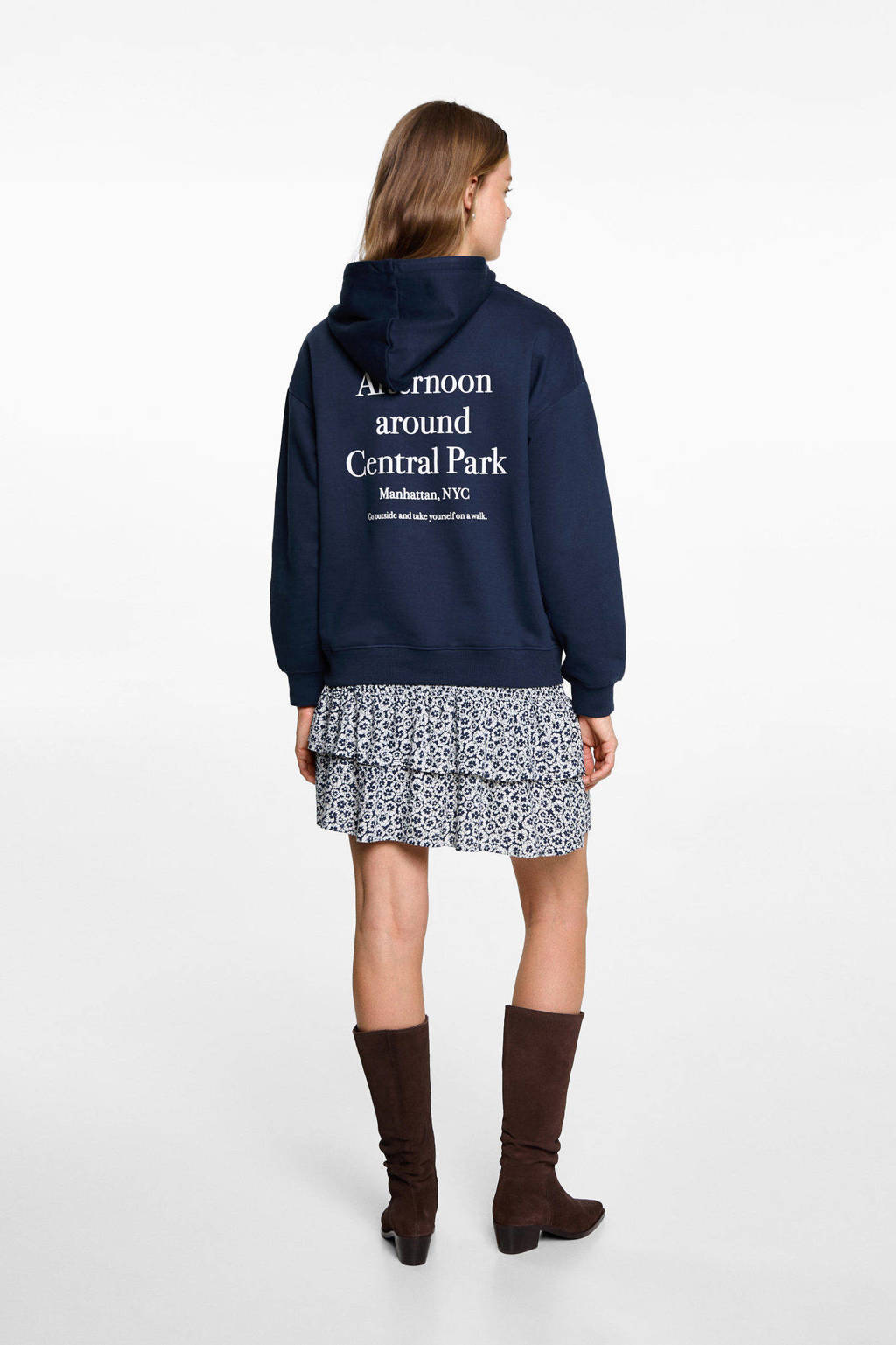MANGO TEEN hoodie met tekst marine