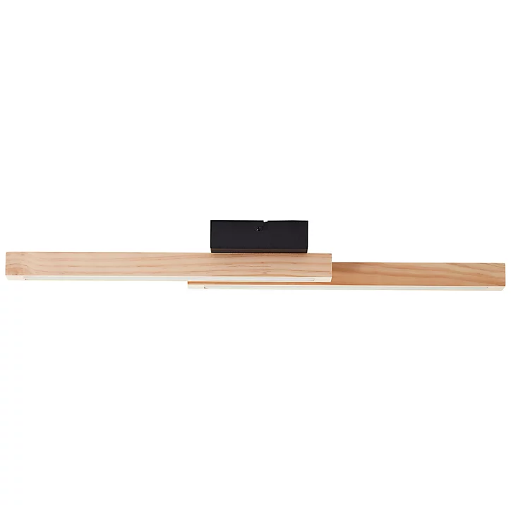 Plafonnier LED intégrée Arion métal noir et bois beige blanc chaud 14W 1500 lm IP20 L.62 x H.12 x P.6,5 cm Brillant