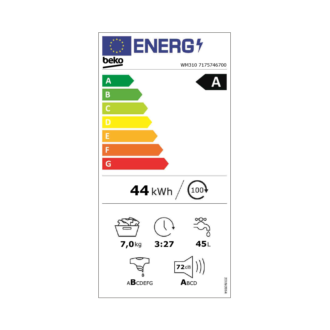 beko WM310 7kg Waschmaschine A