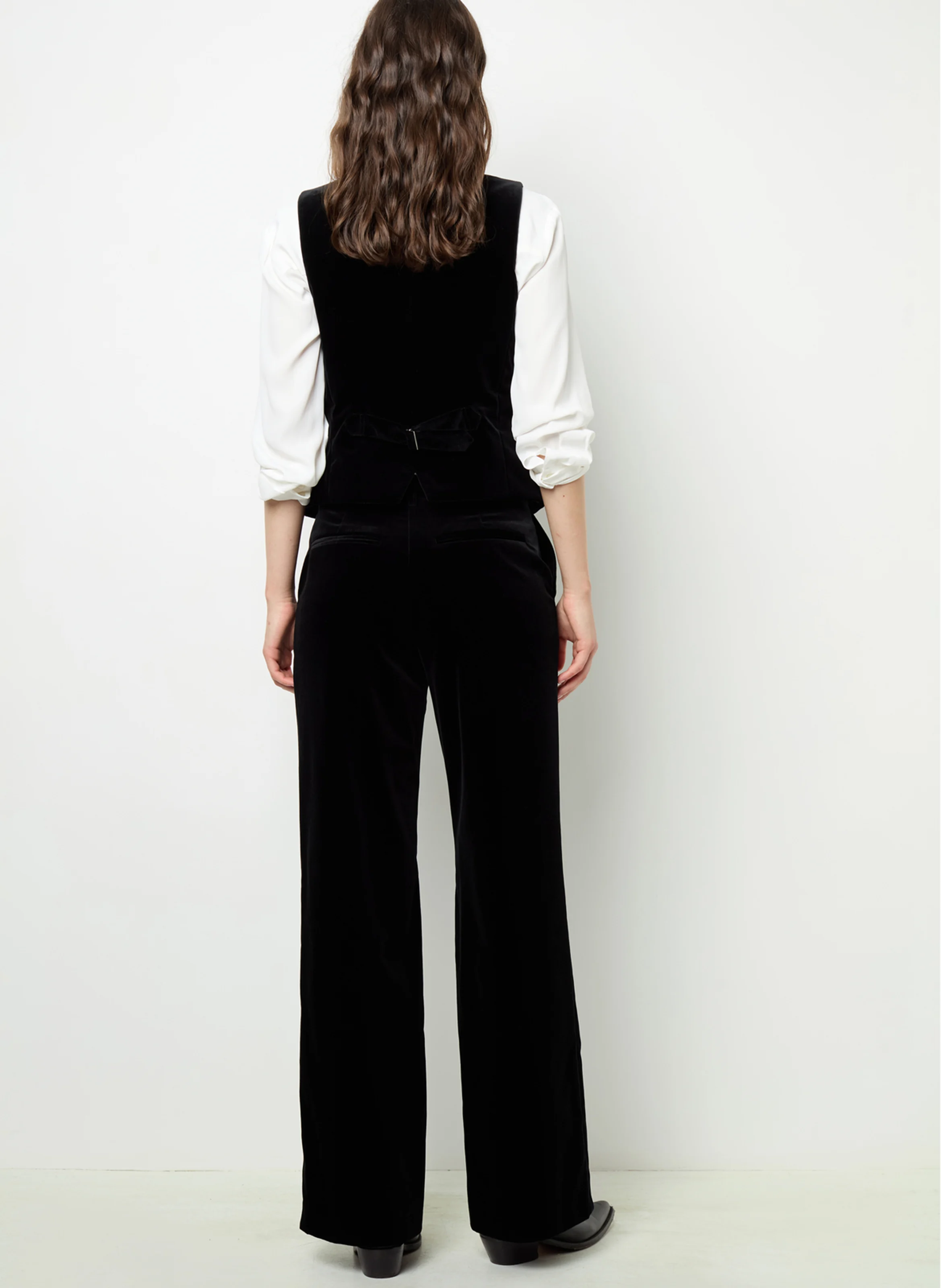 MAIA - Gilet sans manche velours en coton mélangé | Noir