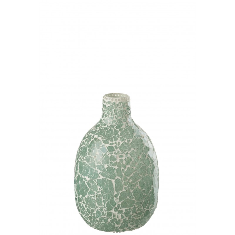 Vase en mosaïque en verre bleu 17x17x26 cm