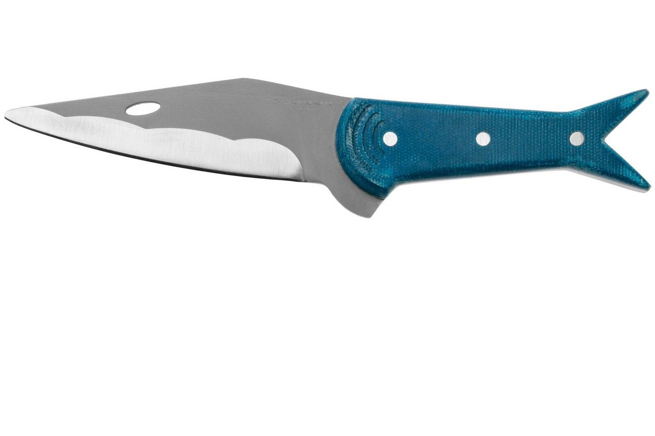 Condor Megalodon CTK823-3-SK, Blasted Satin Sandvik 14C28N, Blue Micarta vaststaand mes