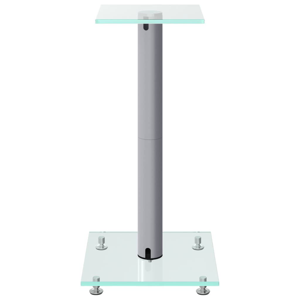 vidaXL Speakerstandaards, 2 stuks, zilver, gehard glas, 1 paal