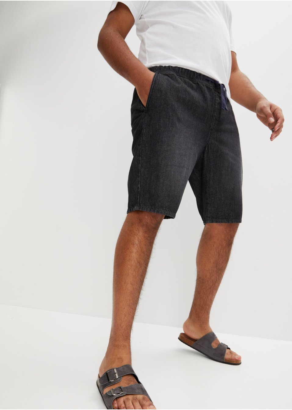 Lot de 2 bermudas en jean avec taille élastiquée, Regular Fit