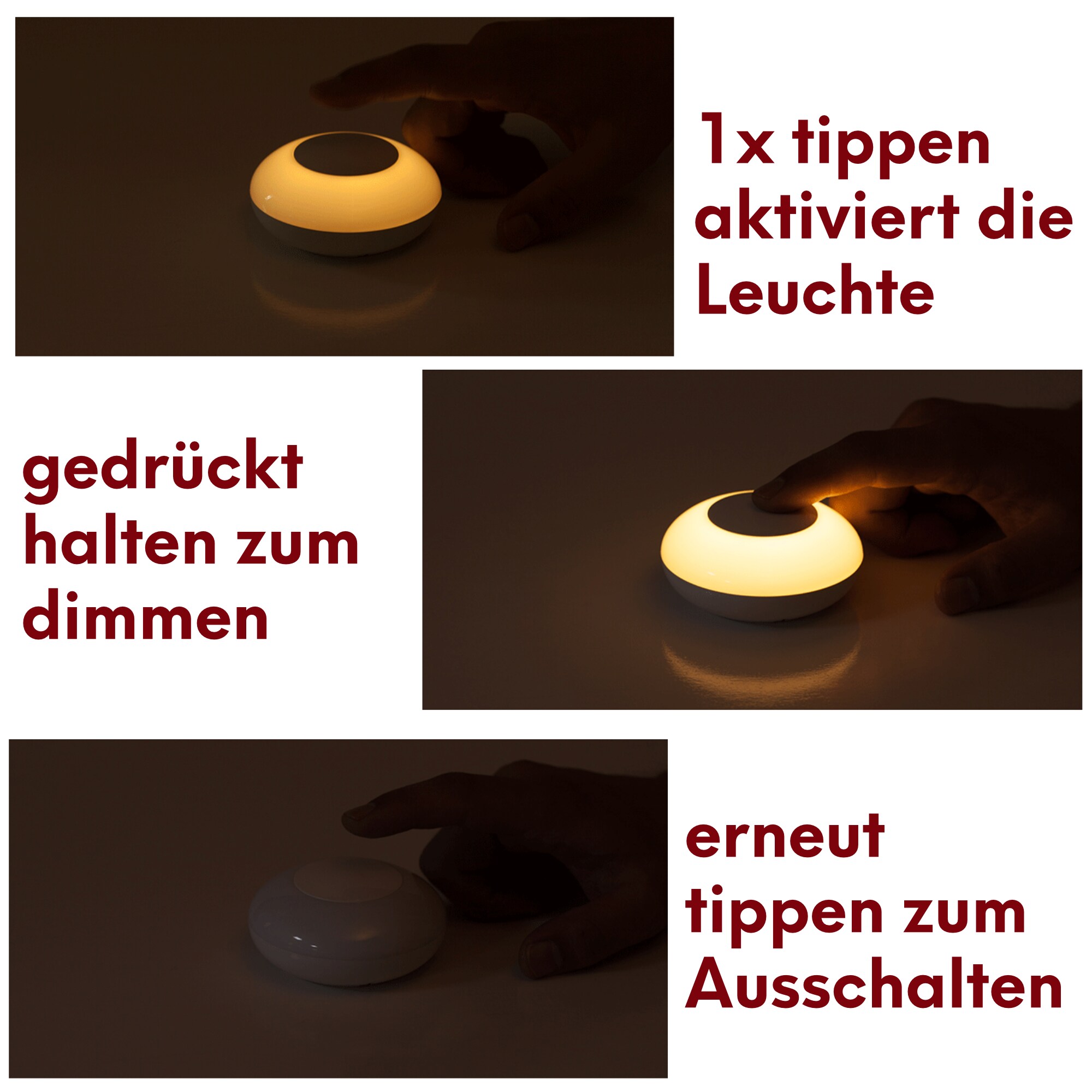 kalb | Smartphone Induktionsladegerät mit abnehmbarer magnetischer Akkuleuchte, dimmbar, Wireless Handyladegerät, Nachtlicht