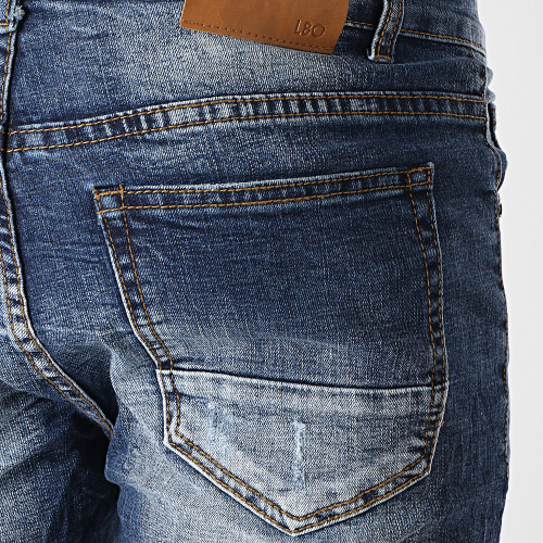Short Jean Avec Dechirures LB054-B1 Bleu Brut