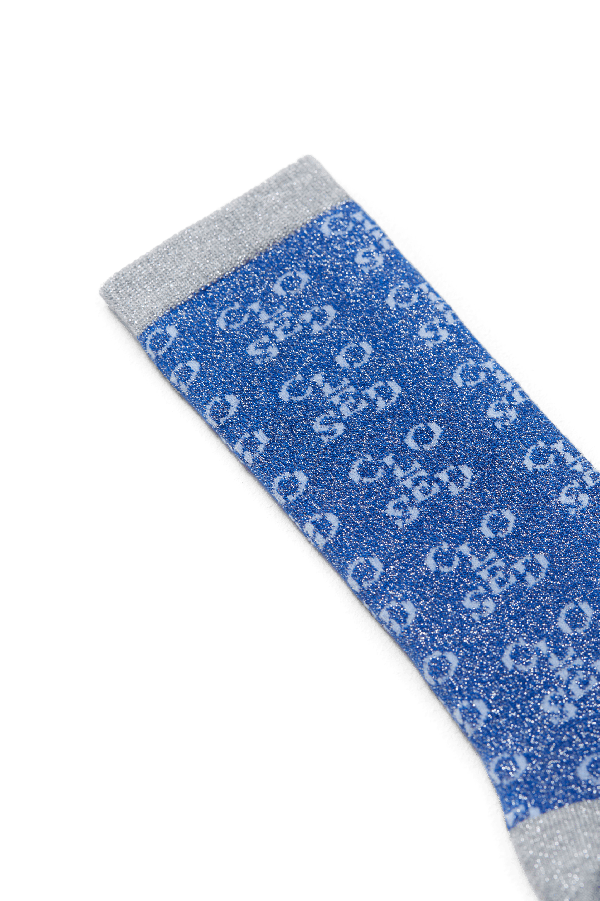 Chaussettes mi-hautes monogrammes brillantes | Bleu