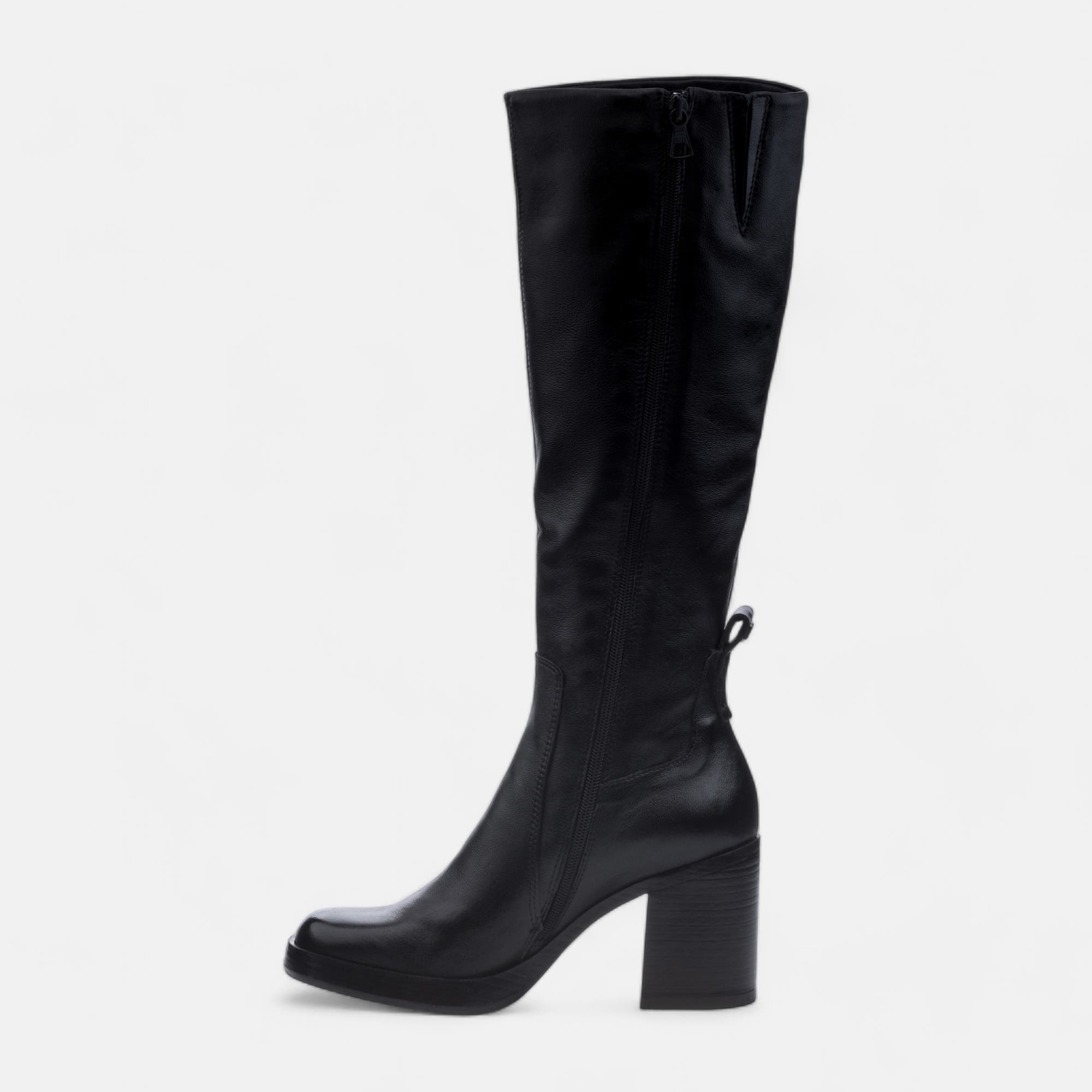 Bottes à talon Femme en cuir noir