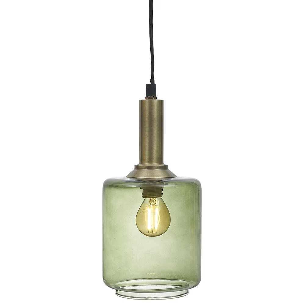 Suspension vintage en verre et métal Ø13xH25cm