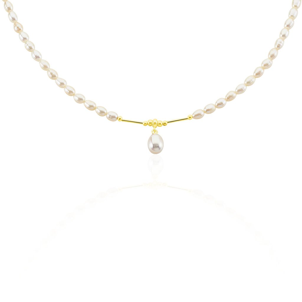Collier Emma-lisa Or Jaune Perle De Culture