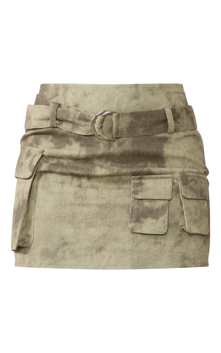 Kaki Mini-jupe Cargo Micro En Twill Lavé Ensemble Coordonné