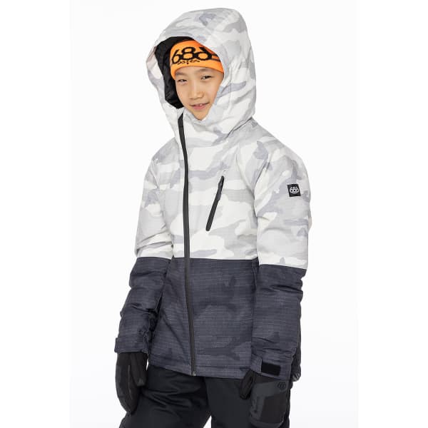 Veste snowboard 686 BOYS HYDRA INSULATED JKT WHITE CAMO CLRBLK