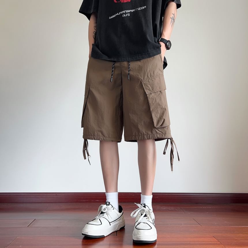 Breeson - Hoge taille, effen, wijde cargoshorts